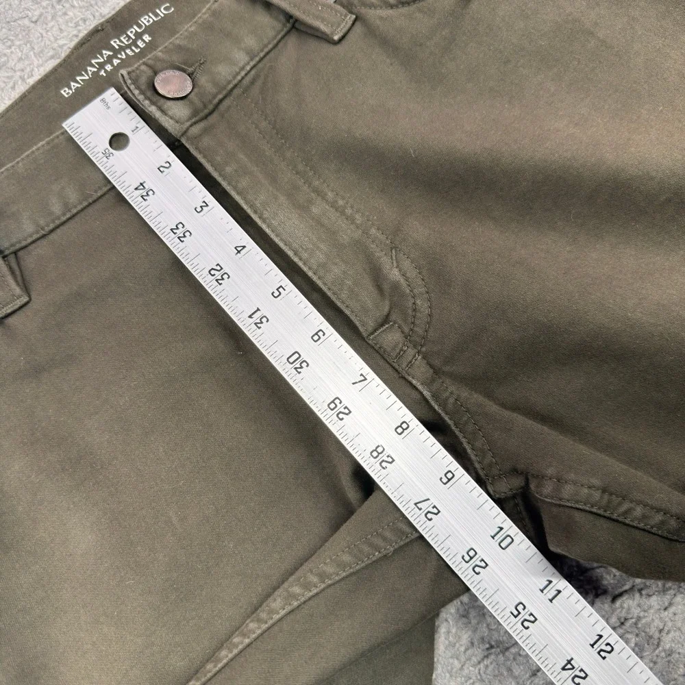 Banana Republic Mens Slim Traveler Pants 31x32 Surplus Olive Green SEE‎ PICS